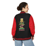 Letterman Jacket — 'No Money No Power' Retro Graphic Varsity Jacket