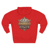 Hoodie — 'God Money Power' Vintage Emblem Fleece Hoodie