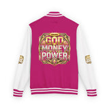 Letterman Jacket — God Money Power Gold Emblem Varsity Jacket
