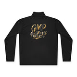 Quarter-Zip Pullover — "GMP God Money Power" Metallic Script Chest & Back