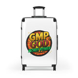 GMP God Money Power Suitcase — Bold Travel Carry-On with Retro Comic Logo