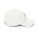 Dad Cap — Minimalist Tiny Text White Baseball Hat