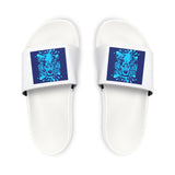 Men's Slide Sandals with Blue Floral Crest Design