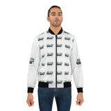 Logo All-Over Print Bomber Jacket — White "GMP" Streetwear Jacket