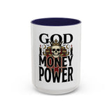 God Money Power-Coffee Mug — Skull Crown Gothic Accent Mug (11oz & 15oz)