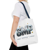 GMP Metallic Logo Tote Bag — God Money Power Graphic Tote