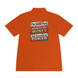 Men's Motivational Polo — "Put GOD First, Hustle For The Money, Put Yourself In Power"