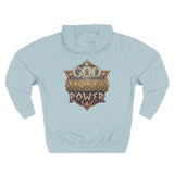 Hoodie — 'God Money Power' Vintage Emblem Fleece Hoodie