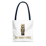 God • Money • Power Tote Bag — Inspirational Gold Block Design