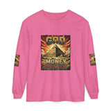 Long Sleeve T‑Shirt — "God Money Power" Pyramid Graphic