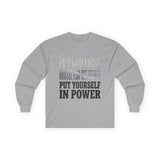 Long Sleeve Tee — "Put God First, Hustle for the Money, Put Yourself in Power" Inspirational Faith & Hustle Top