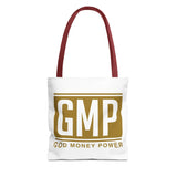 GMP Gold Logo Tote Bag — "God Money Power" Inspirational Canvas Tote