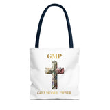 GMP 'God Money Power' Floral Cross Tote Bag