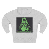 Religious Graphic Hoodie — 'God Money Power' Green Icon Print