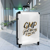 GMP 'God Money Power' Carry-On Suitcase — Gold Script Travel Luggage