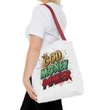 God Money Power Tote Bag — Bold Graphic Faith & Prosperity Statement Tote