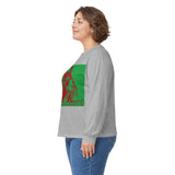 Long Sleeve Tee — Retro Religious Icon Graphic (Green/Red)