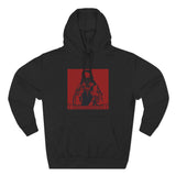 Three-Panel Fleece Hoodie — Red Icon Jesus Graphic Hoodie (I Don't Want Power Text)