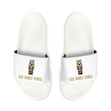 Men's 'God - Money - Power' White Slide Sandals — Removable Strap Casual Slides