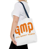 GMP 'God Money Power' Graphic Tote Bag – Bold Orange Statement Carryall