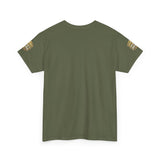 Graphic Tee — "God Money Power" Gold Crest T-Shirt