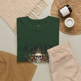 Graphic Tee — "God Money Power" Skull Design