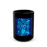 Black Ceramic Mug — Blue 'Good Money Power' Urban Graphic Coffee Cup (11oz/15oz)