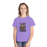 Youth Tee — 'God Money Power' Skull Graphic Tee, Edgy Vintage Streetwear for Kids