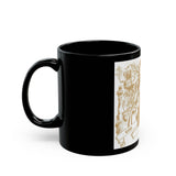 Black Mug — 'God Money Power' Gold Tarot Style Illustration Coffee Cup