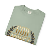 God Money Power T-Shirt — Bold Gold Laurel Graphic Tee