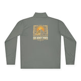 Sunrise Pyramid Quarter-Zip Pullover — Retro Desert Sunset Graphic