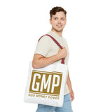 GMP Gold Logo Tote Bag — "God Money Power" Inspirational Canvas Tote