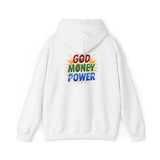 God Money Power Hoodie — Colorful Inspirational Religious Graphic Pullover