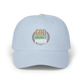 God Money Power -Dad Cap — Embroidered Religious Faith & Prosperity Baseball Hat
