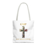 GMP 'God Money Power' Floral Cross Tote Bag