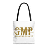 GMP "God Money Power" Gold Logo Tote Bag — Inspirational Faith & Prosperity Canvas Tote