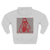 God Money Power Hoodie — Red Religious Icon Graphic Fleece Pullover