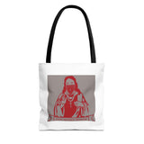 God Money Power Tote Bag - Red Graphic Religious Icon Design