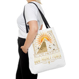 Egyptian Pyramid Tote Bag — "God Money Power" Sun & Ankh Graphic