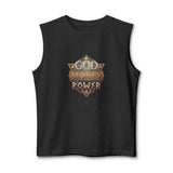 God Money Power Muscle Tank — Vintage Crest Graphic Tank Top