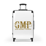 Carry-On Suitcase — 'GMP: God Money Power' Gold Logo Travel Luggage