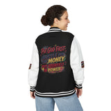 Letterman Jacket — “Put God First, Hustle for the Money” Motivational Varsity Jacket