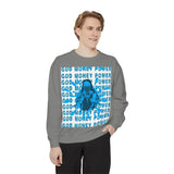 Graphic Sweatshirt - "God Money Power" Blue Retro Streetwear Crewneck