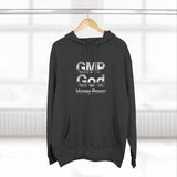 GMP God Money Power Hoodie — Metallic Text Graphic Fleece Hoodie