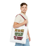 Inspirational Gospel Tote Bag — "Put God First, Hustle for the Money, Put Yourself in Power"