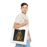 Religious Icon Tote Bag — 'God Money Power' Gold Graphic