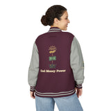 Letterman Jacket — "God • Money • Power" Embroidered Red & White Varsity