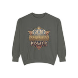 God Money Power Sweatshirt - Vintage Crest Graphic Crewneck