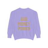 Sweatshirt — 'God Money Power' Crown & Fist Graphic Crewneck