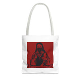 Jesus Icon Masked Tote Bag - 'Lord Money Power' Red Graphic Tote